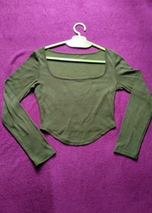 Olive Green Long Sleeve Top