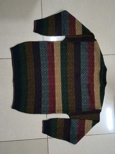 Multicolour Striped V-Neck Sweater