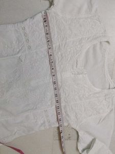 White Short Chikankari Kurti