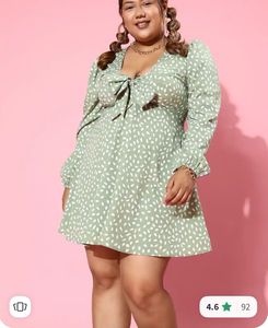Green Print Tie Front Dress