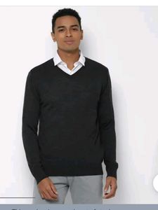Allen Solly Gray V-neck Sweater