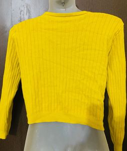Yellow Cropped Cardigan