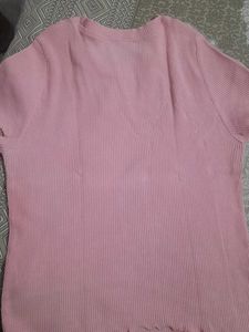 Zudio Pink Ribbed Top