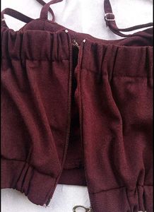 Burgundy Tie-Waist Crop Top