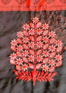Red &amp; Black Floral Saree