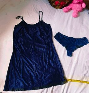 Navy Blue Nightyi &amp; Panty Set