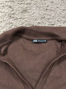 Zara Brown Long Sleeve Top