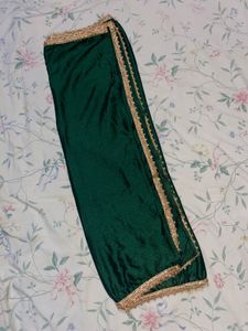 Chiffon Shiny With Golden Lace Dupatta
