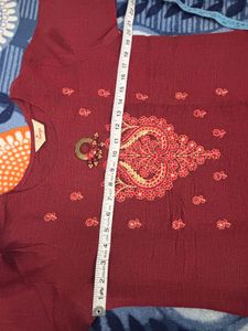 Red Embroidery Kurta