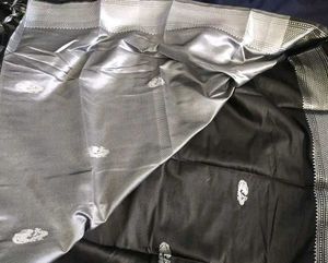 Silver Black Banarasi Silk Saree
