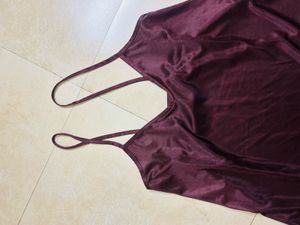 Burgundy Satin Cami &amp; Shorts Set