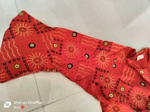 Bandhej Print Kurta, Skirt And Dupatta