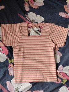 Striped Square Neck Top
