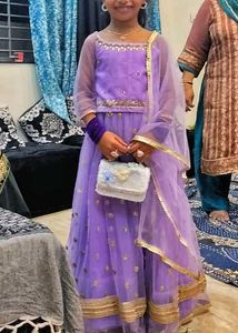 Girls&#39; Lilac &amp; Gold Indian Dress