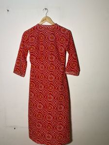 Red Bandhani Print Kurti