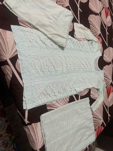 Light Blue Embroidered Kurti