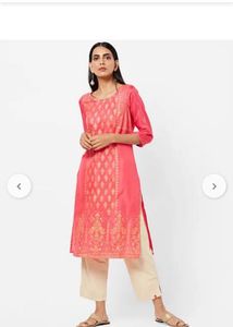 Pink &amp; Gold Printed Kurti