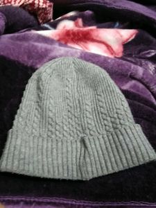 Gray Knit Beanie Hat