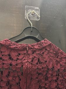 Burgundy Lace Tiered Mini Dress