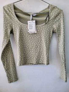H&amp;M Sage Green Floral Top / Size- S