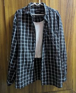Unisex Black Korean Check Shirt
