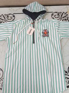 Light Green Colour Hooded Neck Full Sleeves Tshirt