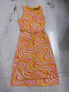 SASSAFRAS Women Warping Midi Dress Striped