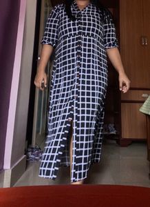 Black &amp; White Check Midi Dress 👗