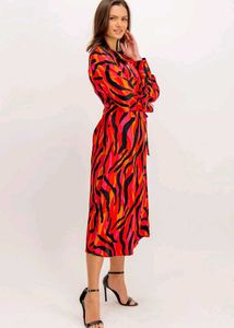 Red Printed Wrap Around Dress 🍓🍓