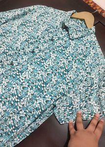 Sea Green Floral Shirt For Boy &amp; Men 40 Chest