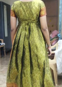 Green &amp; Gold Anarkali Dress