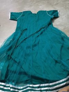 Elegant Green &amp; Silver Anarkali