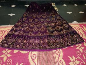 Purple Velvet Embroidered Skirt
