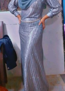 Elegant Silver Maxi Dress