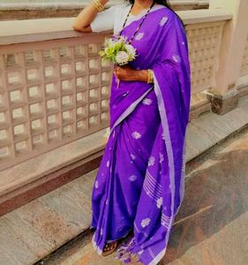Elegant Purple Saree with white blouse bust 36
