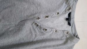 Lace-Up Gray Long Sleeve Top