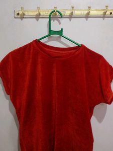 Red Velvet Cropped Top