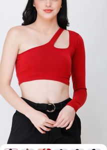 Red One-Shoulder Crop Top