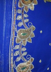 New Saree Royal Blue Embroidered Sare With Blouse