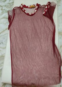 Maroon Sheer Nightsuit