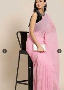 Tikhi Imli Pink Pleated Georgette Saree