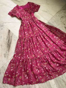 Pink Floral Tiered Maxi Dress