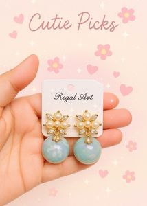 ✨ Regal Art Pearl &amp; Stone Drop Earrings ✨
