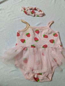 Strawberry Bow Headband And Dress