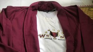 Burgundy Cardigan & Tee Set