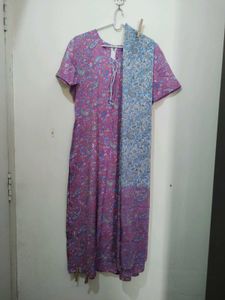 Pink Floral Mango Print Kurta Pajama Dupatta White