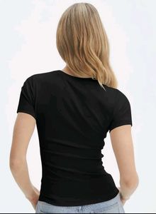 Black Fitted Short Sleeve Top