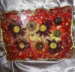 Beutiful Handmade Floral Resin Tray