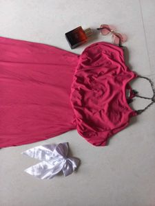 Pink Maxi Dress with Chain Straps