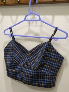 Blue Plaid Crop Top